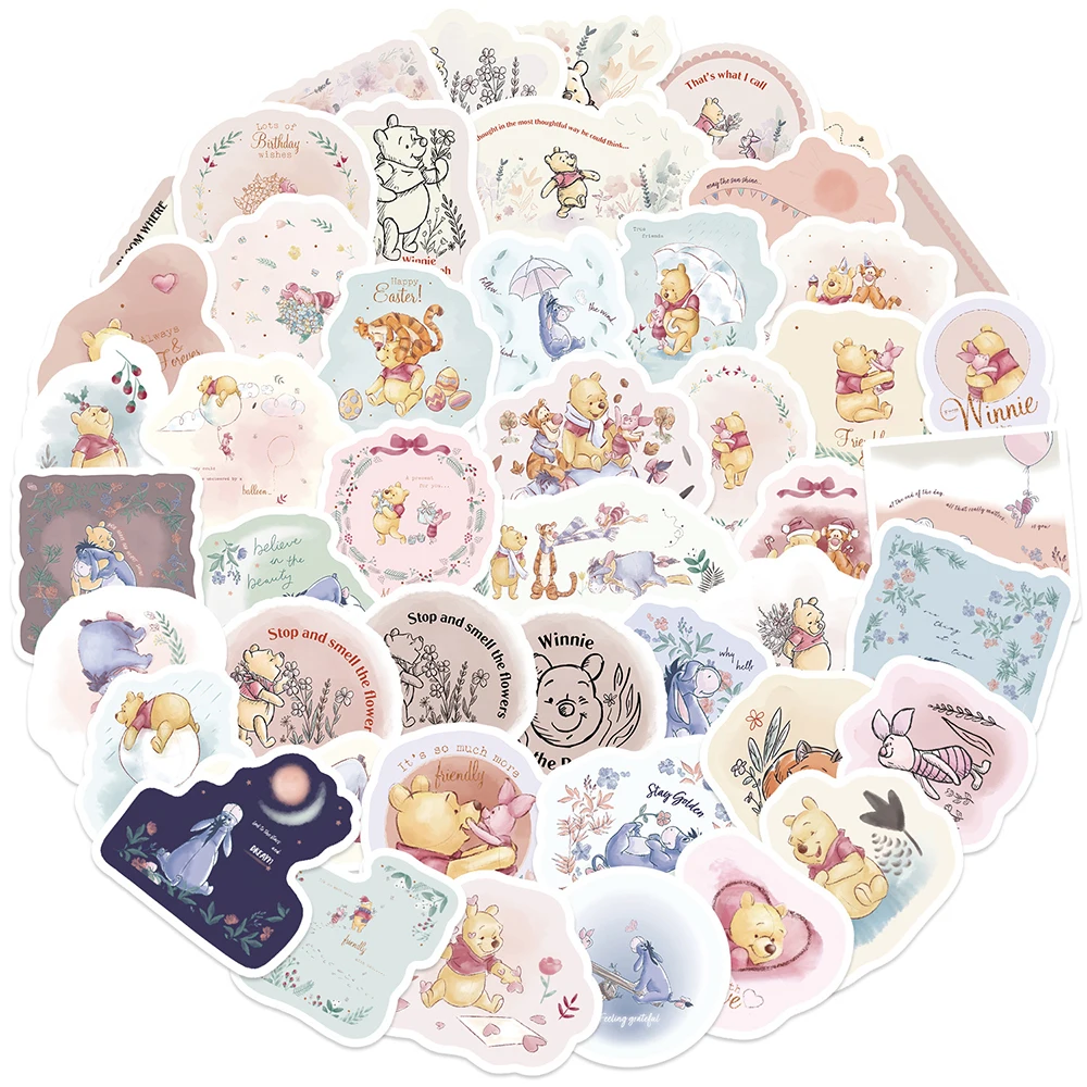 10/30/50pcs Disney Cartoon Winnie The Pooh Stickers for Kids Pooh Bear Piglet Tigger Sticker for Luggage Laptop Waterproof Decal