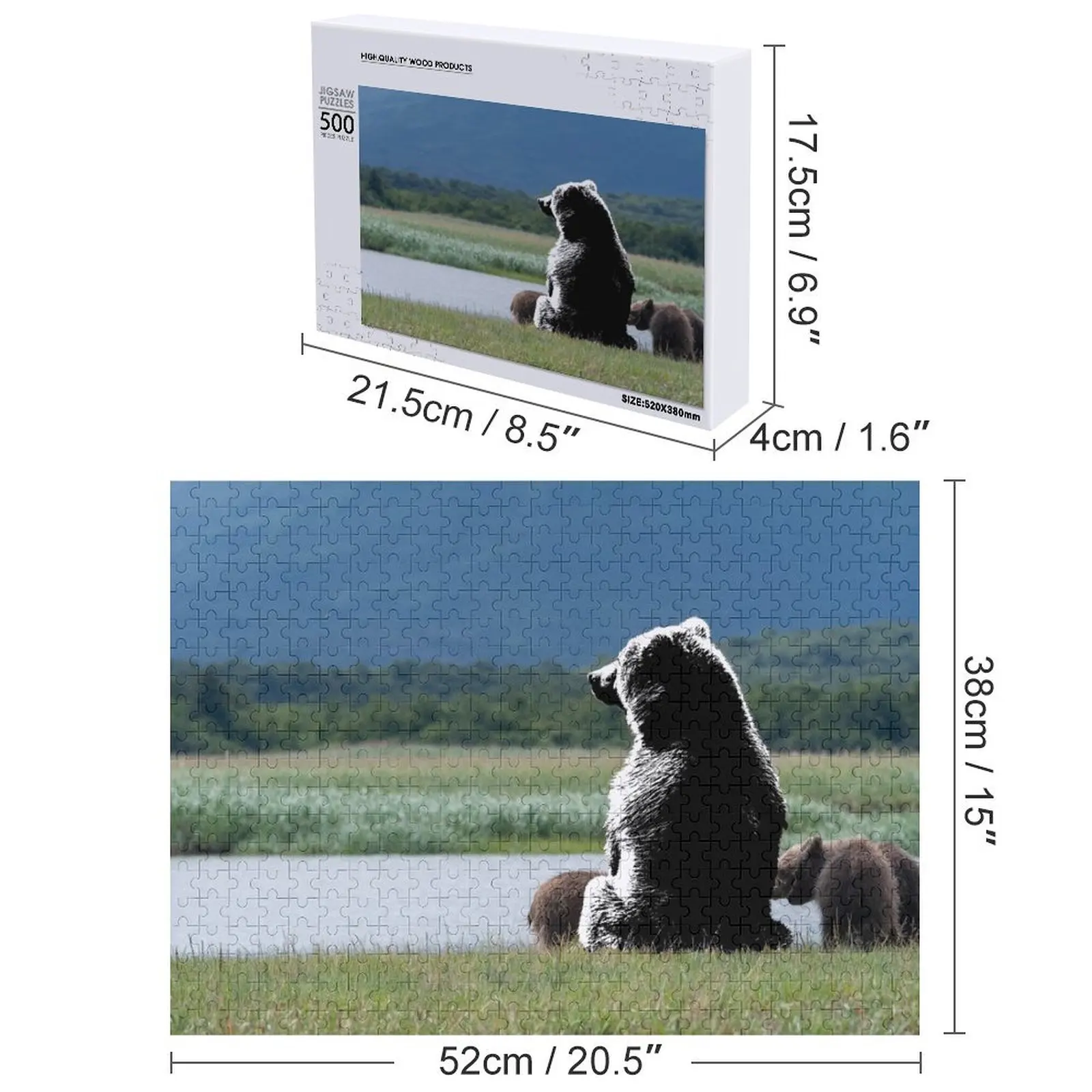 Puzzle Triste Orso Puzzle in legno con nome IQ