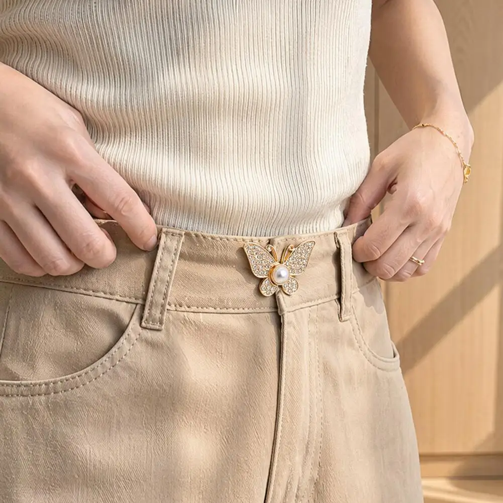 Reusable Pants Button Extender Adjustable Waistband Clips for Jeans No Sew Belt Buckle Tighteners Strong Locking Pants Button