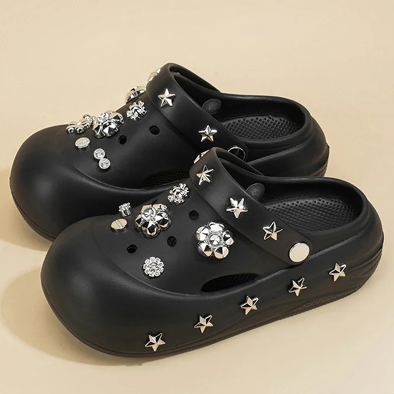 

Summer Women Sandals Platform Fashion Decoration Slippers Casual Outdoor Clogs Garden Shoes Comfortable Indoor Home Slippers 41