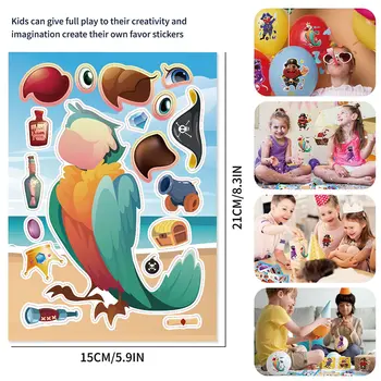 8/16 張 DIY 海盜船長拼圖貼紙遊戲 變臉兒童拼圖玩具 兒童益智兒童派對禮物 6 最佳銷售 海盜貼紙 - №2