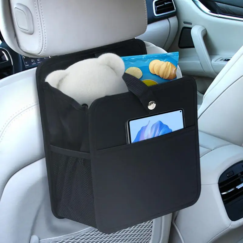 Car Seat Back Storage Bag 20L Foldable Car Garbage Can Thick Oxford Cloth Behind Headrest Tissue Holder For Umbrellas Bottles