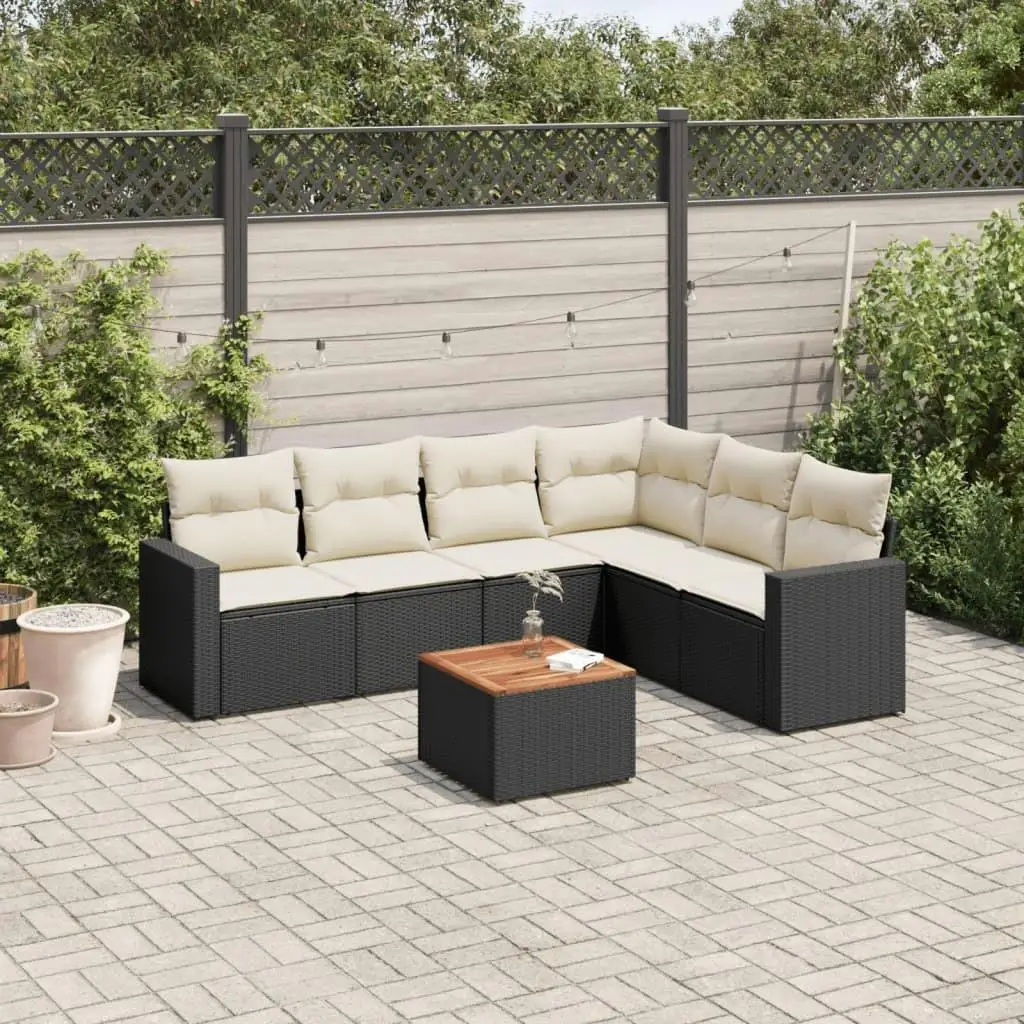 

Garden Sofa Set Black PE Rattan Large Modular Outdoor Sectional Sofa Furniture for Patio Balcony Garden Use