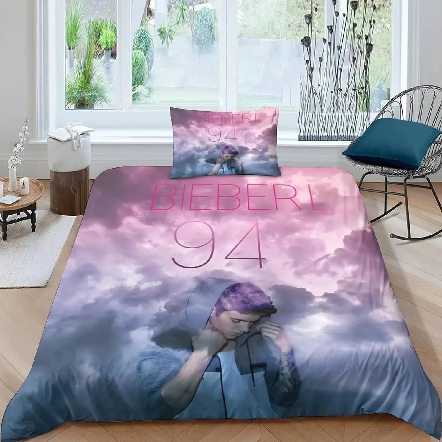 

Popular Singe Justin Bieber Duvet Cover Pillowcase Bedding Set Adult Boys Girls Bedroom Decoration Single Double Large Size
