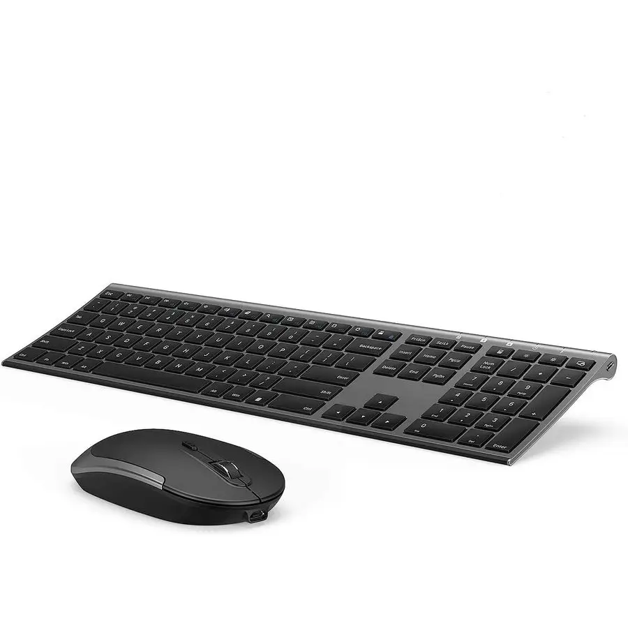 

Keyboard and Mouse, Rechargeable Quiet FullSize Keyboard and Mouse Combo Set Ultra Slim Design for Laptop, PC, Notebook, Desktop