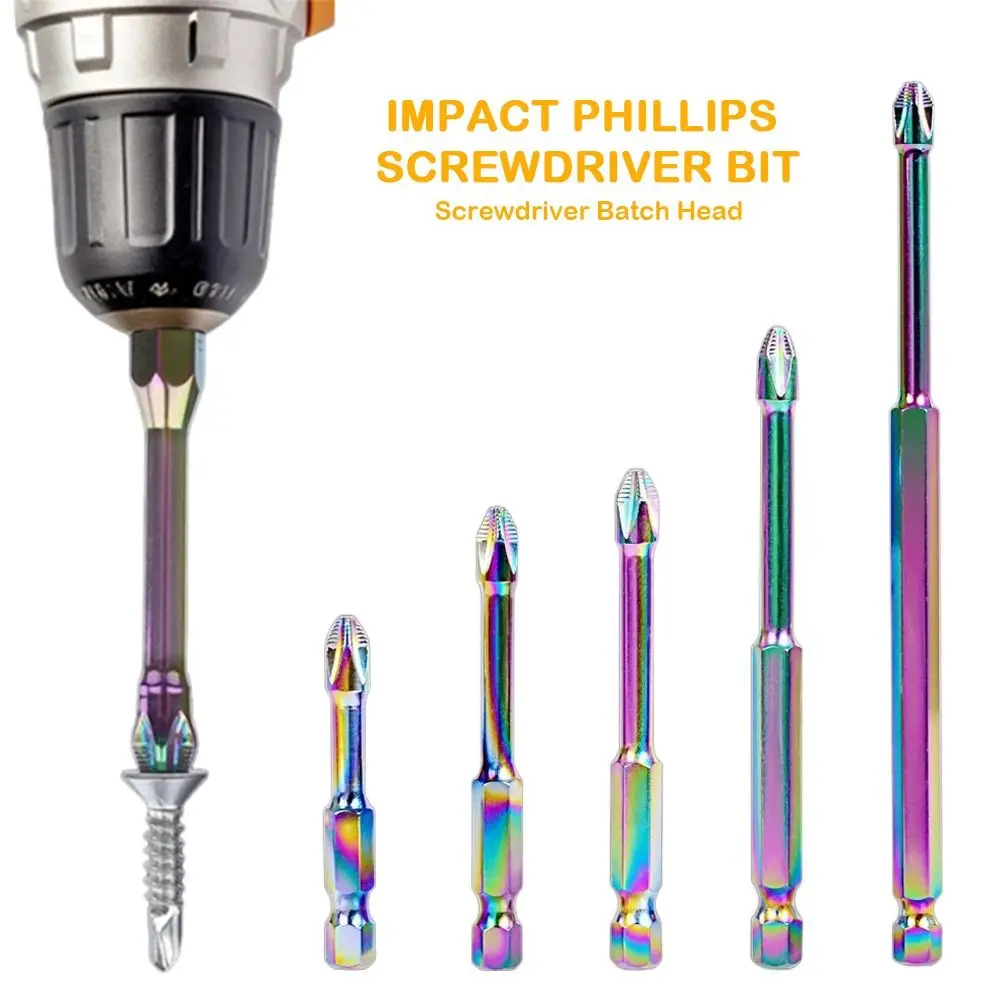 Kleurrijke Impact Phillips Schroevendraaierbit Antislip Anti-shock Driver Bit Slijtvast Slagvast Cross Impact Driver Bit