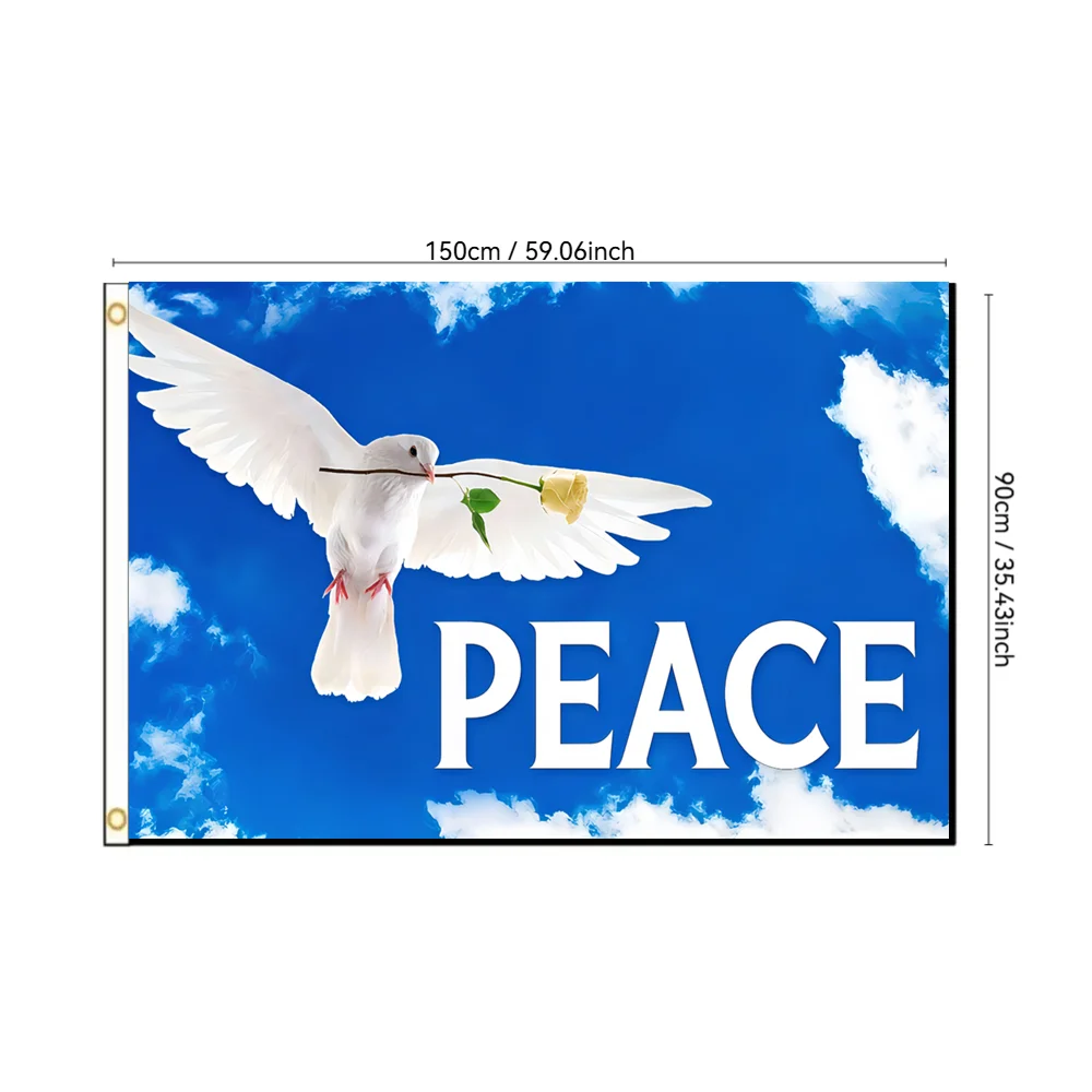 

Peace Dove Flag with Rose and Cloud 2x3ft 3x5ft, Vivid Print White Bird Banner for Outdoor Garden Decor Durable Polyester Peace