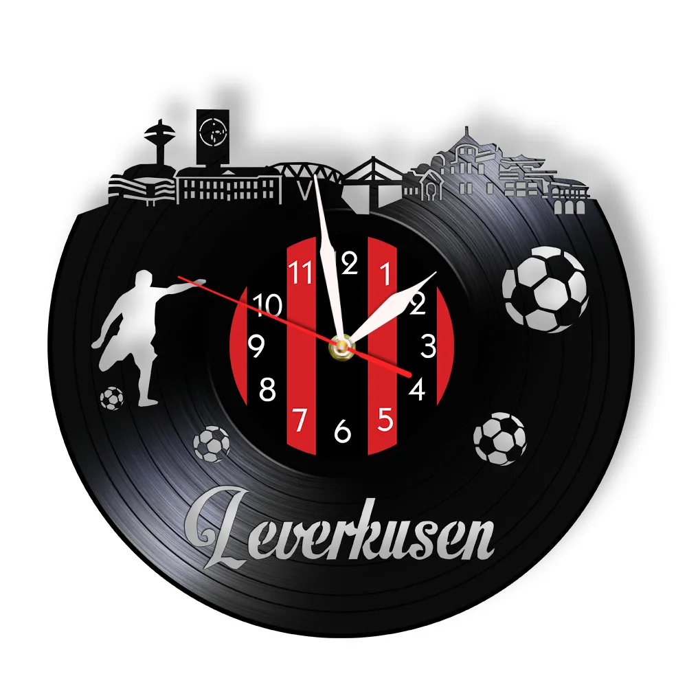 

Leverkusen Skyline Retro Vinyl Record Wall Clock German Home Decor Timepieces Champions Fan Celebration Silent Clock Wall Watch