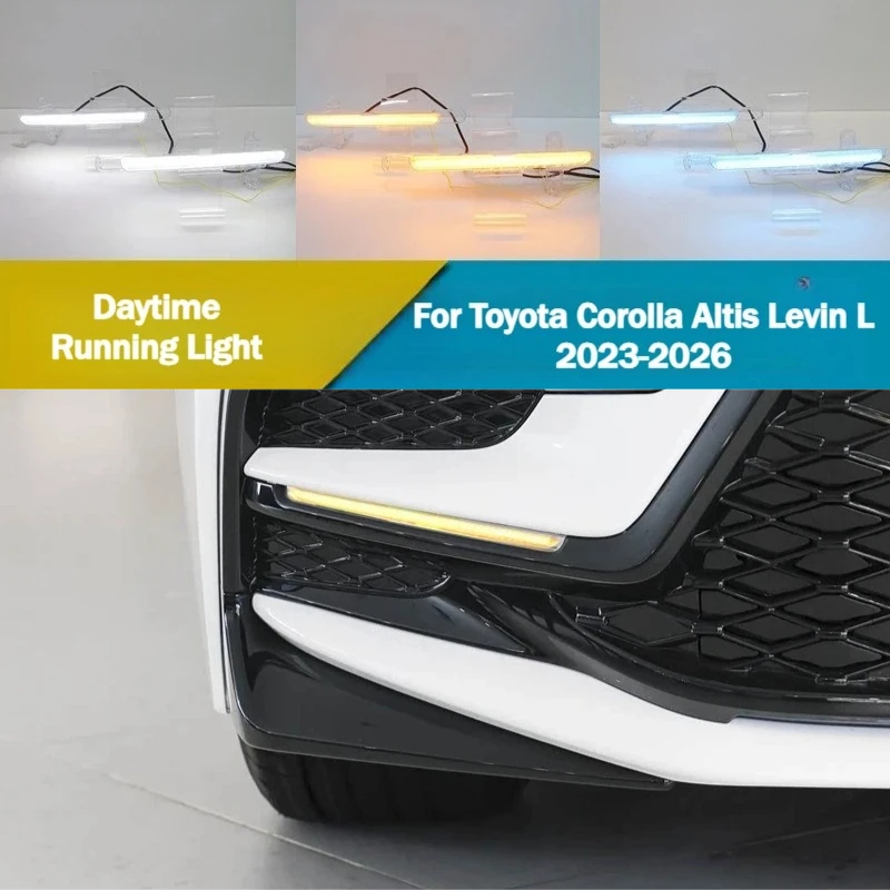 Car Led Daytime Running Light DRL Dynamic Turn Signal Front Bumper Fog Light Modified For Toyota Corolla Altis Levin L 2023-2026