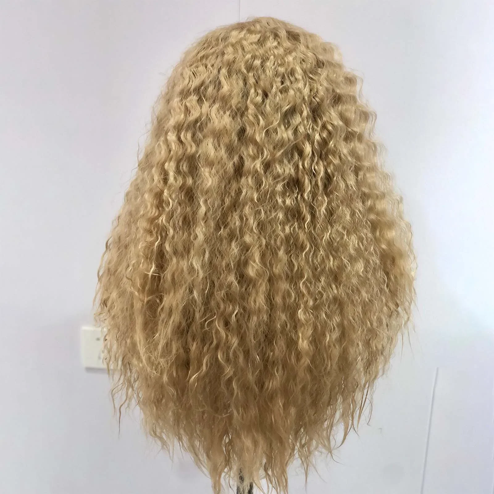 Peruca frontal de renda loira para mulheres negras, peruca reta pervertida com cabelo de bebê, cabelo sintético sem cola, pré-arrancada diariamente, 26in, 613, 180 densidades