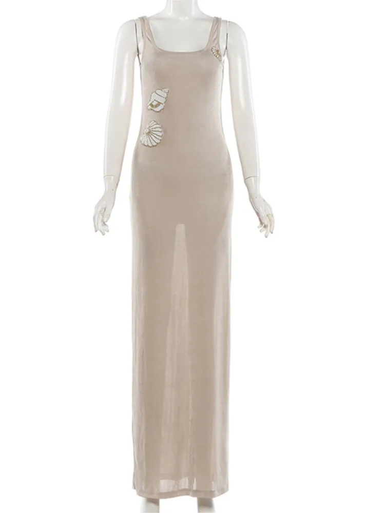 One Piece Summer Cover Ups Women Swimsuit Sleeveless Robes Bathing Suit 2026 New Beach Holiday Solid Khaki Maxi Dresses Cover-Up