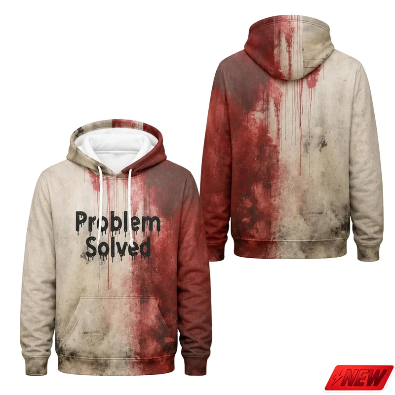 3D Print Vintage Blood Splatter Pattern Hoodie Men Halloween Unisex Long Sleeve Hooded Sweatshirt Horror Autumn Street Party Top