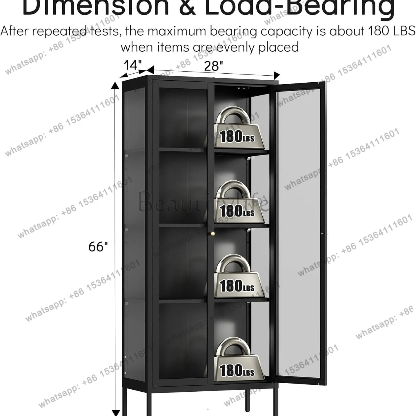 High cabinet with door display cabinet for collectibles character trophy black
