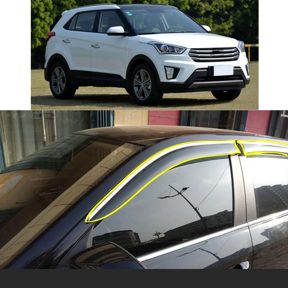 Car Body Styling Sticker Plastic Window Glass Wind Visor Rain/Sun Guard Vent Part For HYUNDAI Ix25 2014 2015 2016 2017 2018 2019