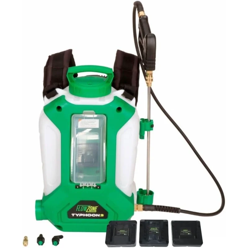 

FlowZone Typhoon 3 Battery Powered Backpack Sprayer - Variable-Pressure 5-Position Electric Sprayer Works with FlowZone