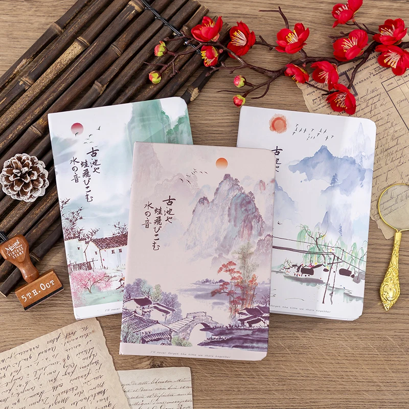 Ancient style landscape Chinese style hand account book color page illustration notebook journal notebook student A5 diary