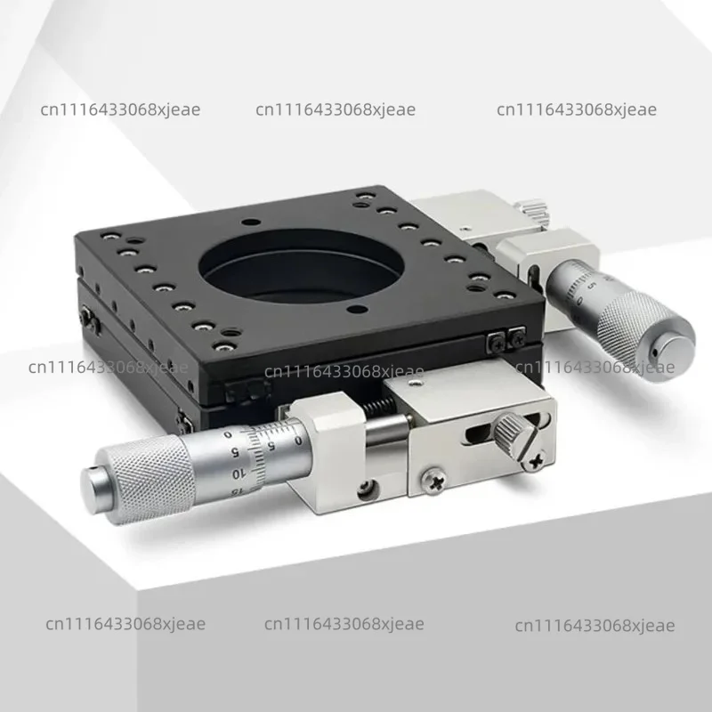 70x70mm Table, 13mm Travel, 5kg Load，Manual XY Axis Micrometer Drive Hollow Translation Stage, Crossed Roller Guide