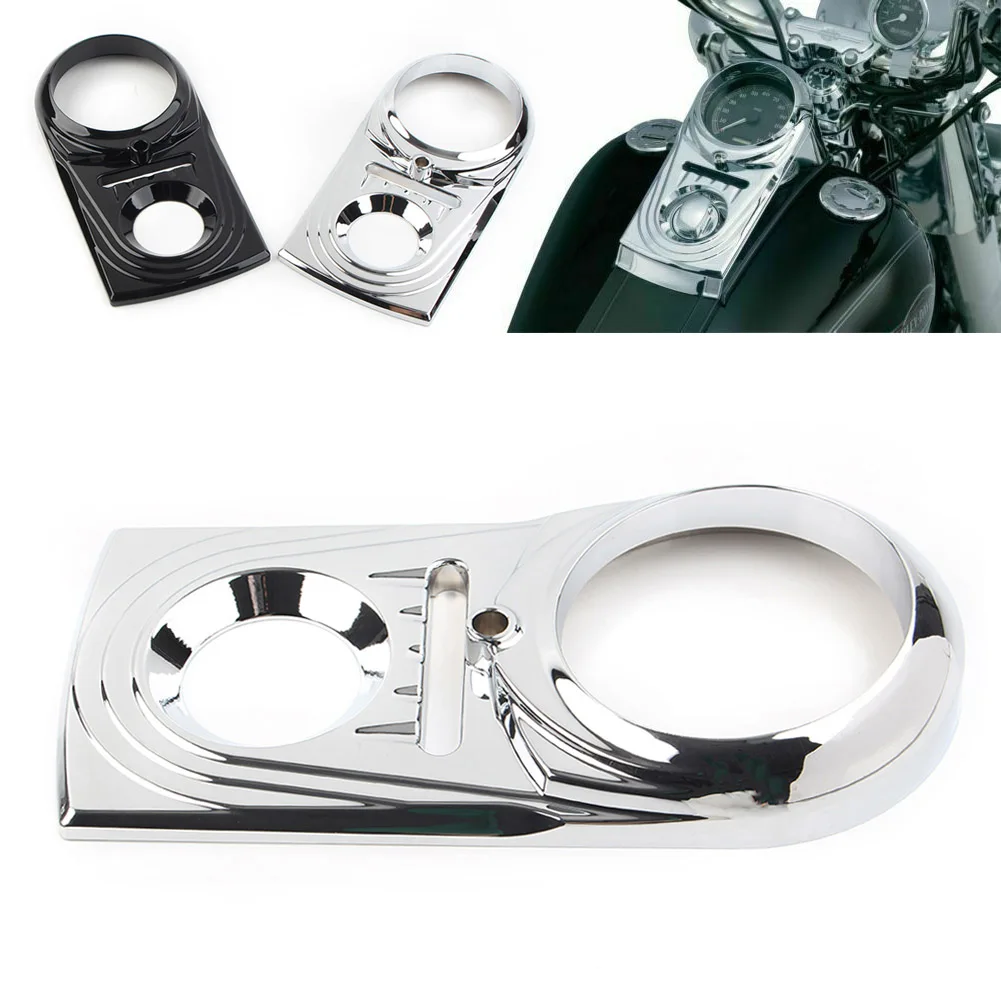 Chrome/Black Motorcycle Dash Panel Insert Cover Cap For Harley Softail FLSTC Street Glide ABS Plastic