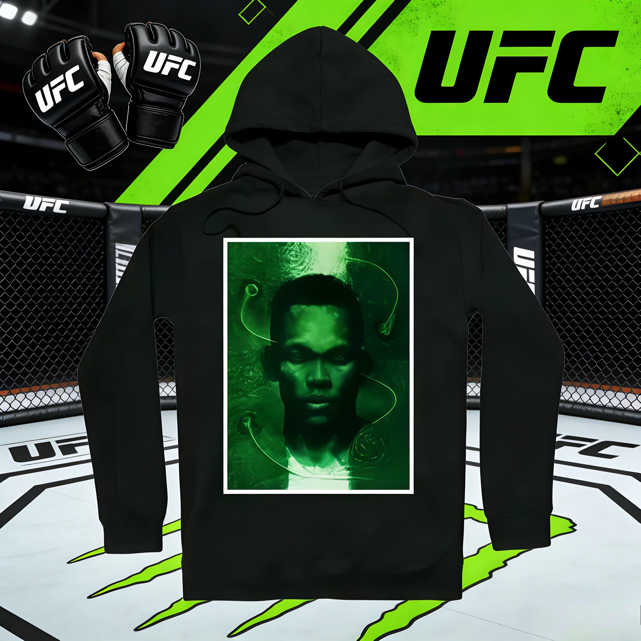 

Хлопковая дышащая толстовка с капюшоном UFC Isley Adissaya 2026 (коллекция Осень/Зима) с принтом, унисекс