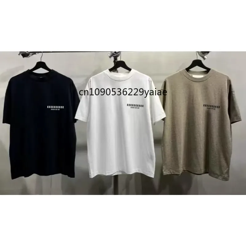 

FW25 Classic Brand Men's Short Sleeve Luxury Design Front and Rear Double Row Silicone Letter T-shirt High Street Couple Top Set