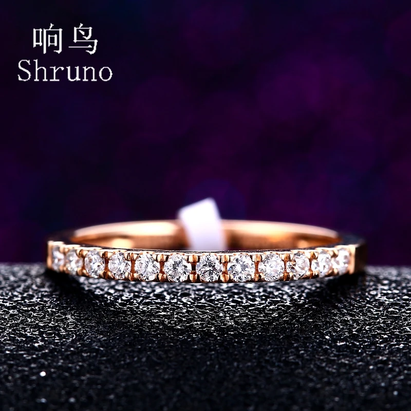 hruno Solid 14K au585 Rose Gold DEF Color Moissanite Diamond Ring For Women Moissanite Wedding Half Eternity Band Trendy Jewelry