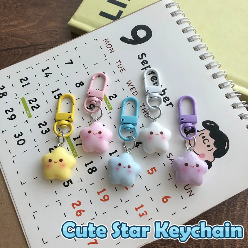 Cute Cartoon Star Pendant Keychain Fashion Trend Car Keychains Exquisite Versatile Backpack Decoration Accessories Gifts