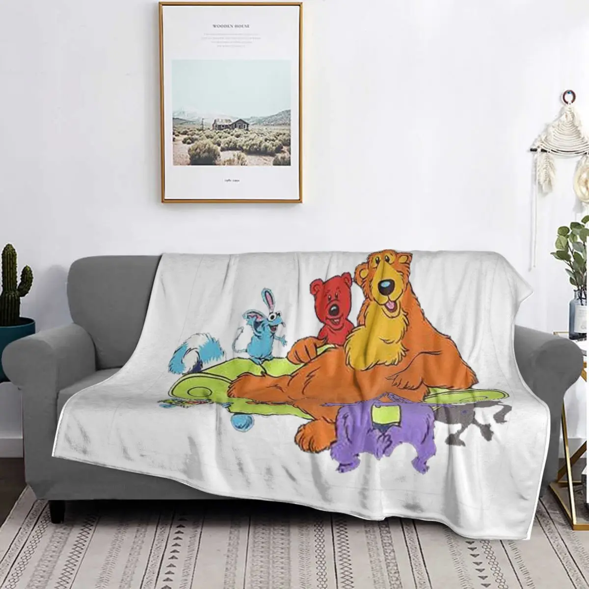Family Bear In The Big Blue House 90 Tutter Blankets Flannel Throw Blanket Cover for Bed Living room Picnic Travel Home Couch