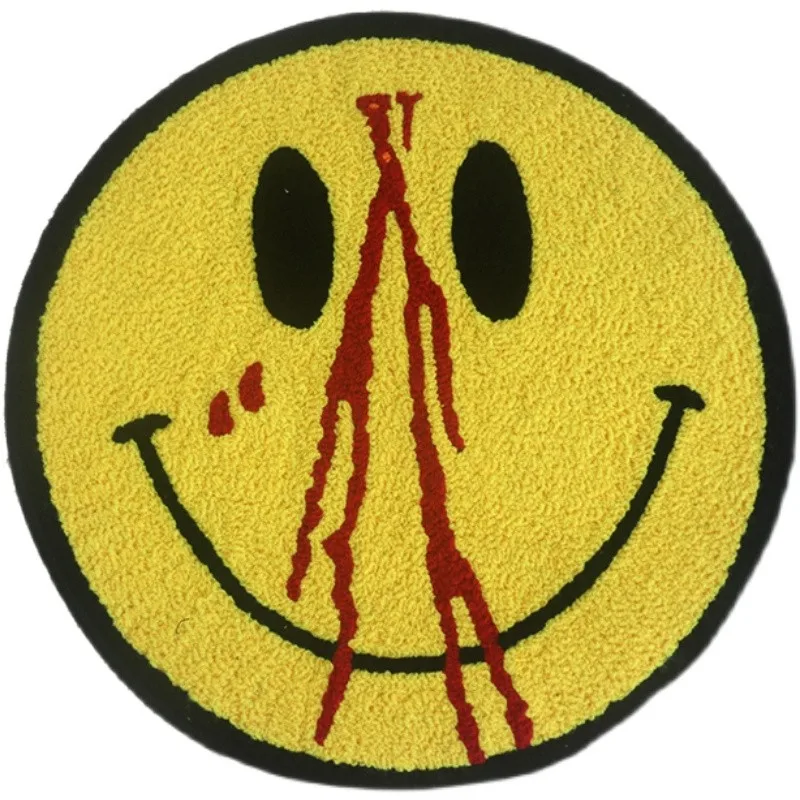 Round smile bleeding pattern hand embroidered thick thread carpet wholesale supply of high quality wear-resistant strong small f