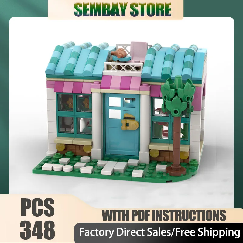 

Городская модель здания Moc, строительные кирпичи, модульная модель цветочного магазина, технологические блоки, рождественские игрушки «сделай сам», строительные праздничные подарки