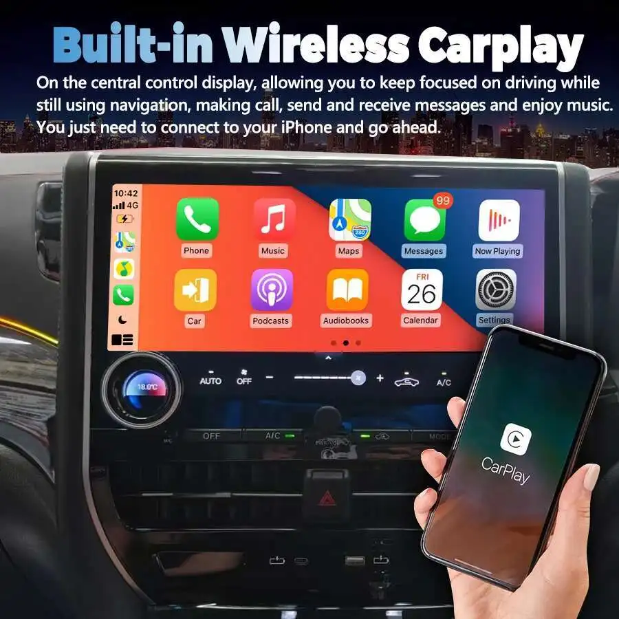 راديو سيارة جديد تمامًا لسلسلة Toyota Alphard 20 ترقية إلى 40 2008-2014 مشغل وسائط متعددة للسيارة راديو Carplay Android Auto Navi GPS
