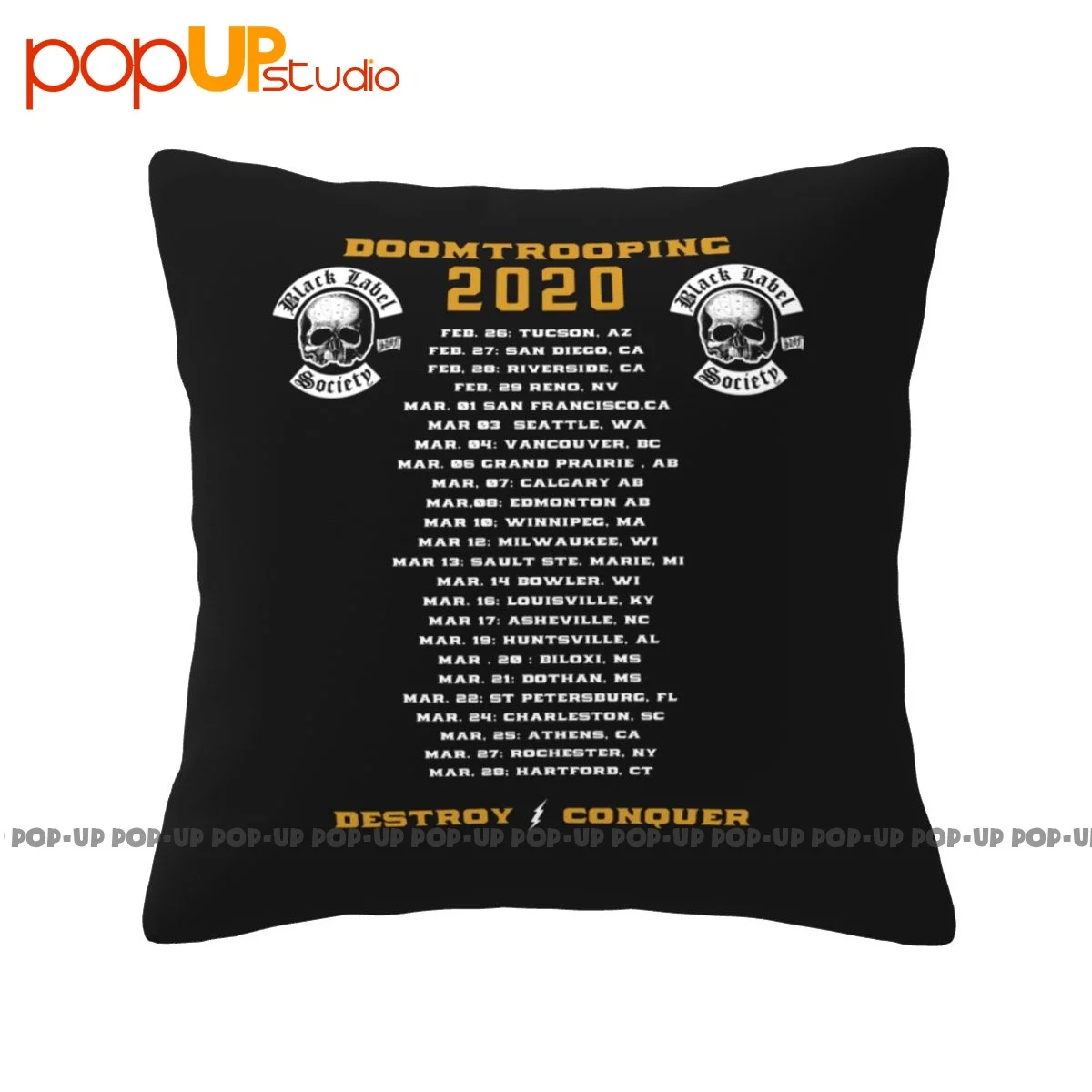 Square Authentic Black Label Society 2020 Tour Zakk Wylde Ozzy P-270 Pillowcase Throw Pillow Cover Fashion