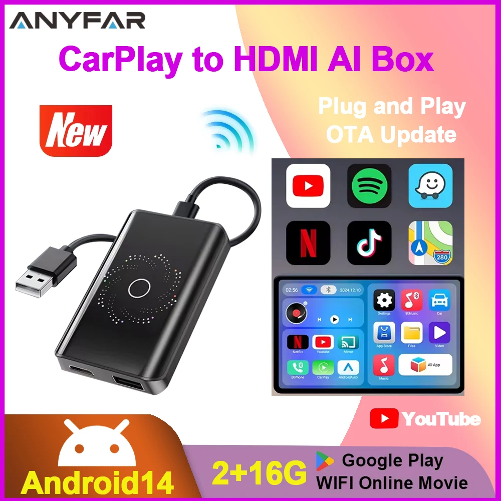 2026 Car Ai Box 4in1 Wireless CarPlay Android Auto Adapter Android