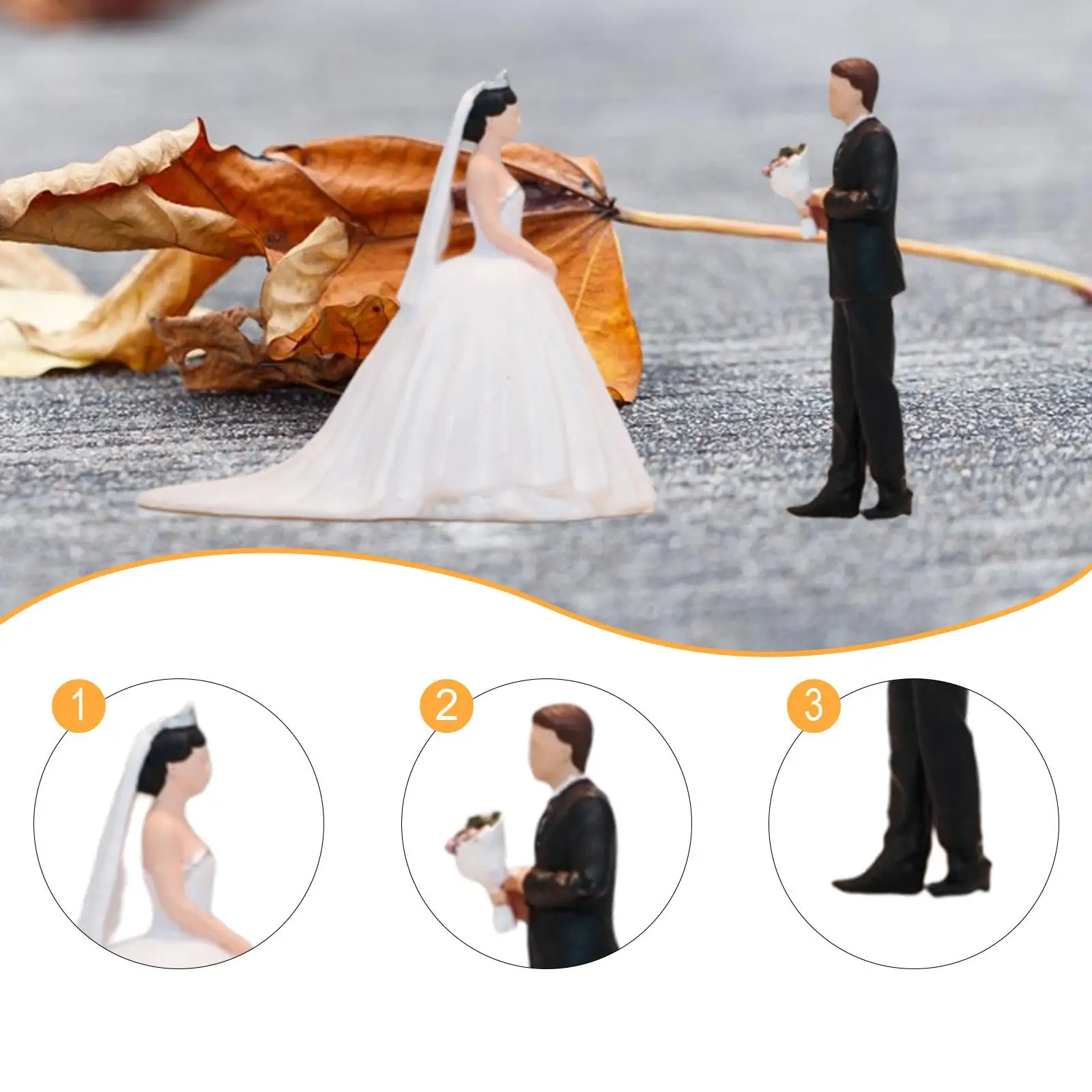 2 Pieces 1/64 Scale Miniature Figures Models Couples DIY Projects Painted