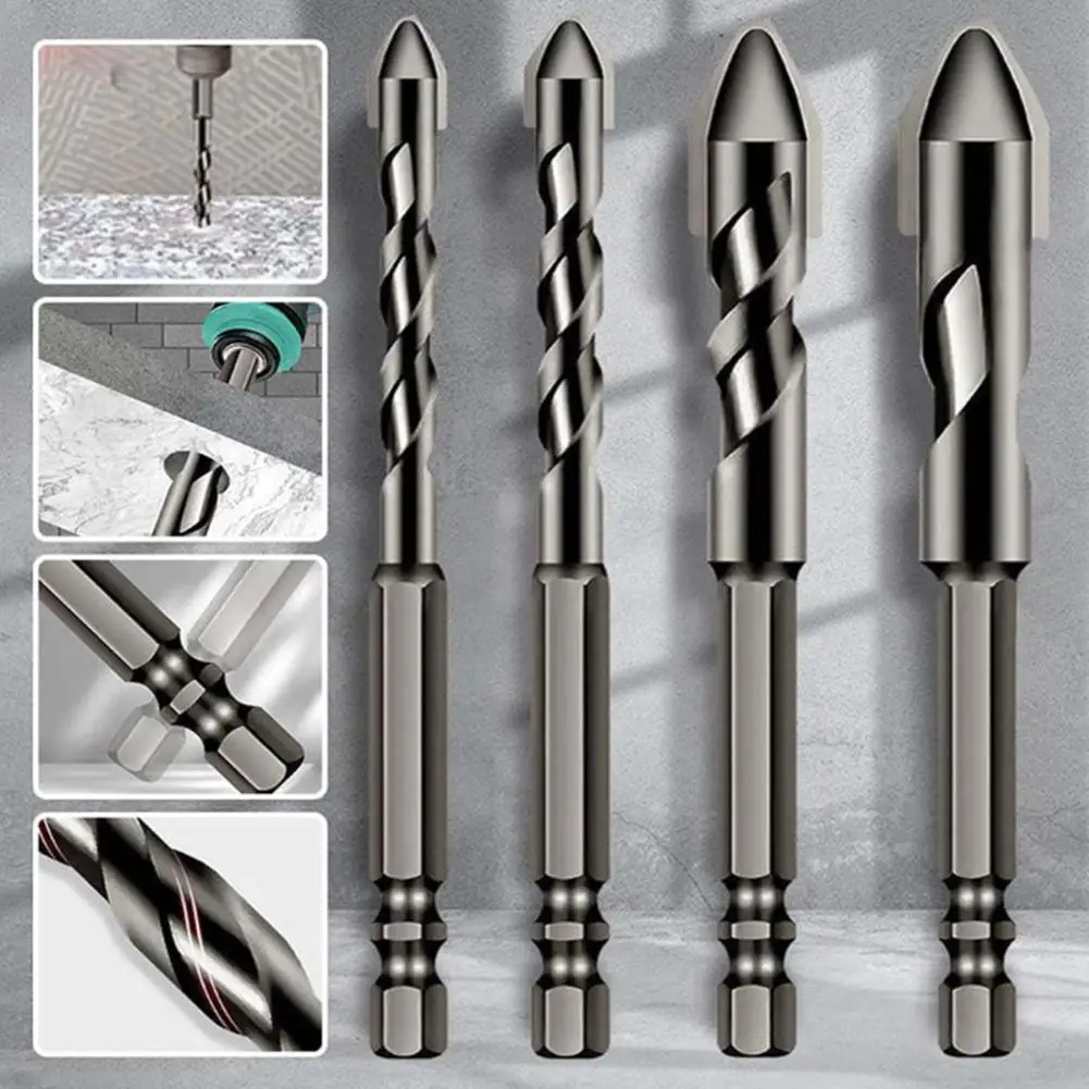 Ceramic Tile Eccentric Drill Bit High Hardness 6/8/10/12mm Four Alloy Cross Drill Bit For Tile Ceramic Glass Special Drill A6M5