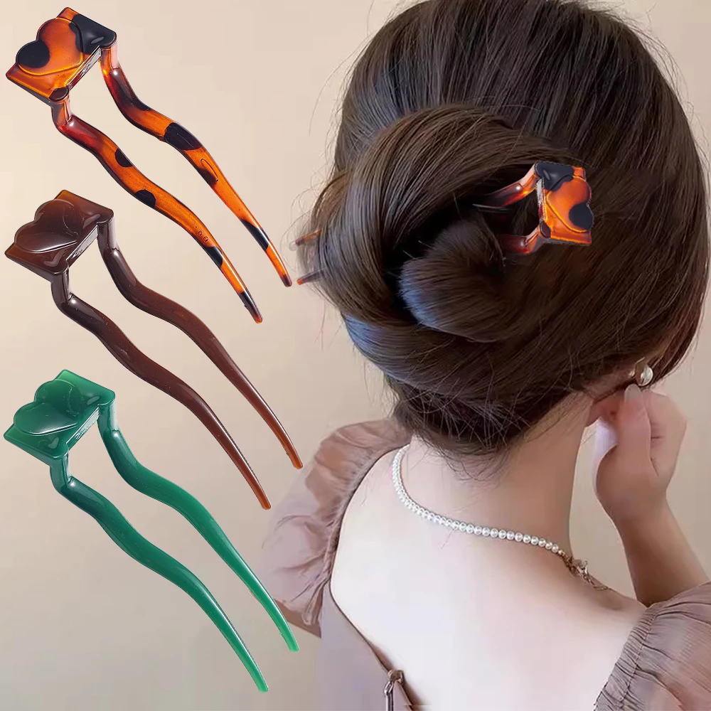 Wsuwka do włosów w kształcie litery U, modna spinka, akrylowa geometryczna ozdoba do włosów, damskie i dziewczęce wsuwki do kucyka, akcesoria do włosów, fryzura.