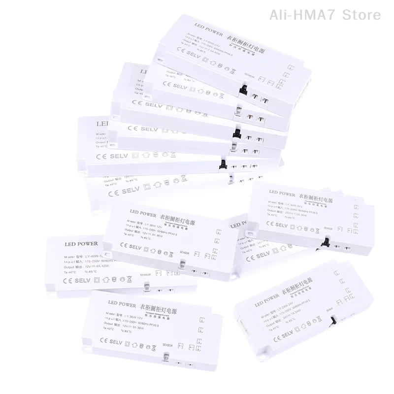 Alimentatore per luce per armadio a LED Trasformatore 24/36/48/60/100/150W Adattatore per sorgente di tensione costante 12V 24V per striscia LED