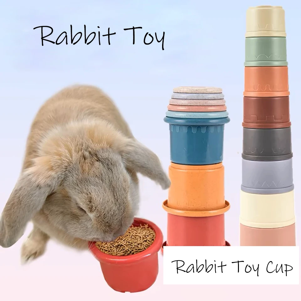 8Pcs Stacking Cups for Rabbits Multi - Colored Reusable Bunny Toys of Different Sizes Plastic Nesting Toys