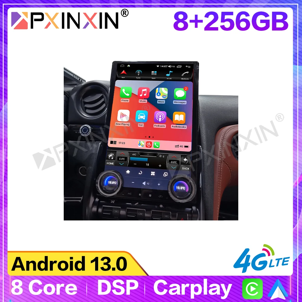 14.5 Inch Multimedia Player Android Auto CarPlay For Nissan GTR 2007-2023 GT-R Car Radio Stereo GPS Navigation Tape Recorder DSP