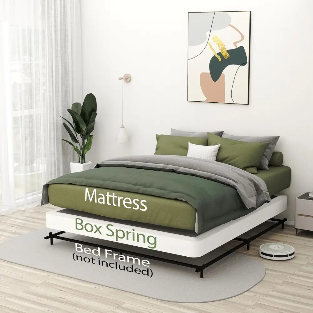 5 resortes King Metal Box con funda para soporte de colchón, estructura de cama de perfil bajo, resistente y fácil de limpiar
