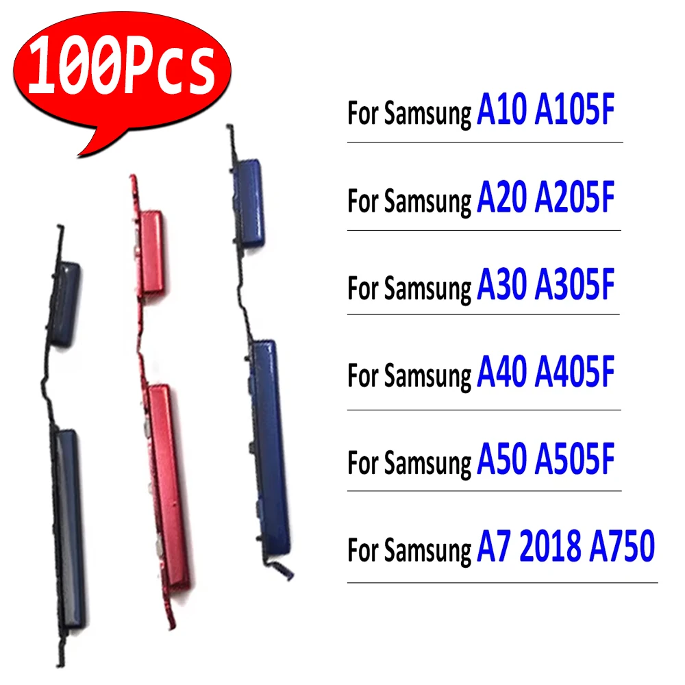 

100 шт., новые для Samsung A10 A105F A20 A205F A30 A305F A40 A405F A50 A750, боковые клавиши, кнопки питания и громкости, запасные части