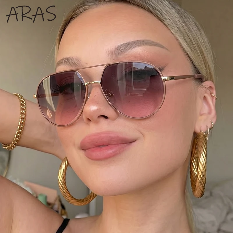 

Oversized Punk Pilot Sunglasses Women 2026 Luxury Designer Classic Oval Double Bridge Sun Glasses Outdoor Travel Eyewear Shades