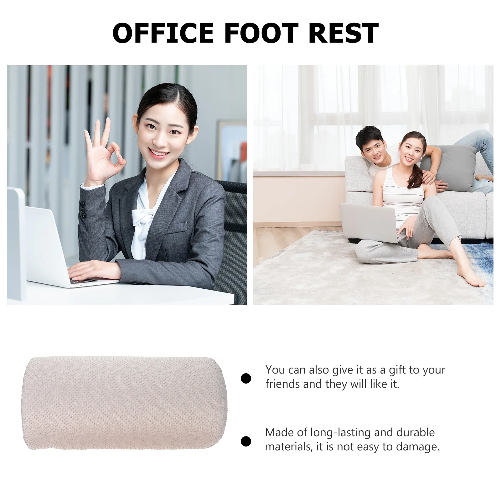 

Foot Pillow Ergonomic Half-Cylinder Office Footrest Cushion for Desk Leg Calf Knee Support Improve Circulation Relaxation