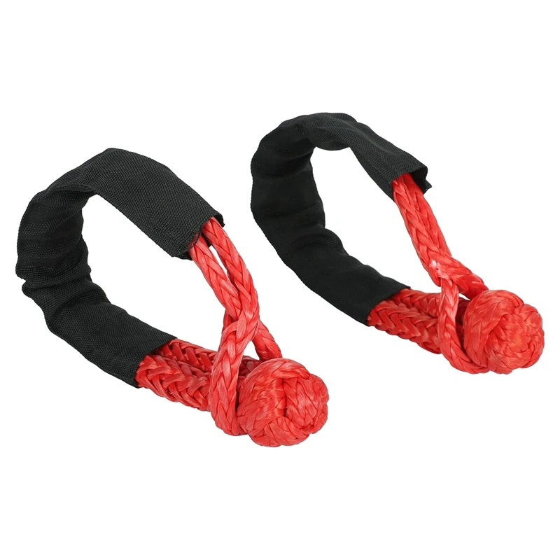 2PCS 1/2Inch X 22Inch Traction Recovery Strap Soft Hook And Loop Rope Synthetic Recovery Strap 43000LBS Breaking Power Red