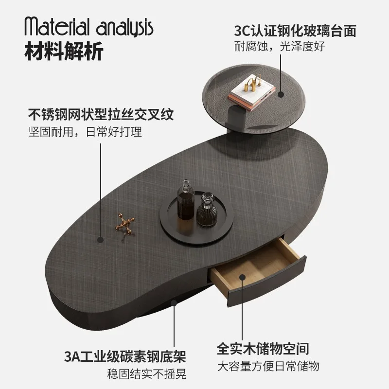 طاولة قهوة فاخرة خفيفة من الفولاذ المقاوم للصدأ لغرفة المعيشة، منزل حديث وبسيط ومبتكر، مجموعة طاولة قهوة على شكل خاص من المانجو