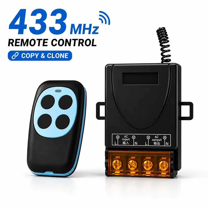 433MHz 4-Button Colorful Universal Remote Cloner, Copy Fixed/Rolling Garage Gate Opener Codes, Keychain
