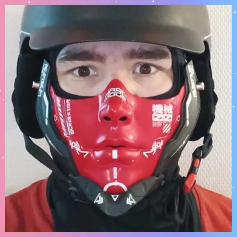 

Cyber Punk Mask Cosplay Costumes Half Face Mechanical Mask Halloween Mechanical Mask Cos Mechanical Soldier Party Props Gift