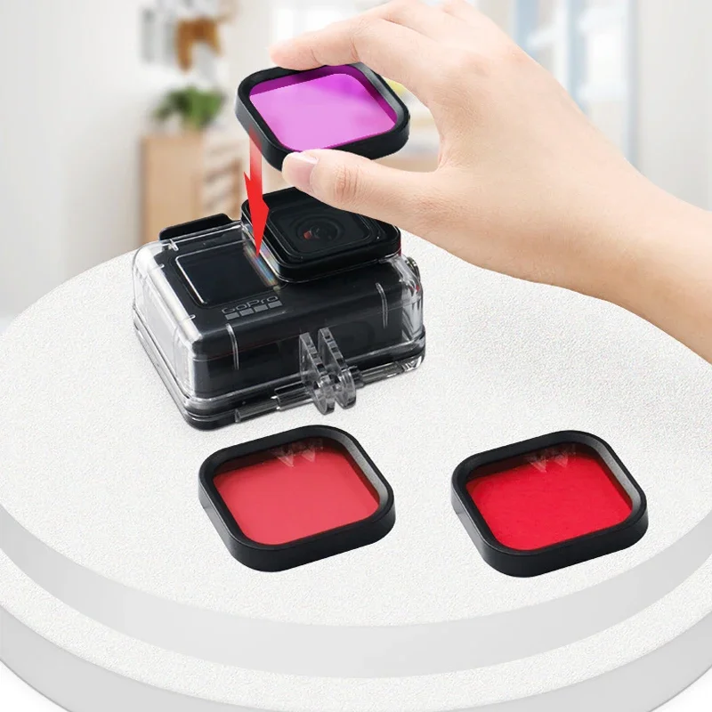 40 متر تحت الماء مقاوم للماء الغوص واقية قذيفة الأحمر الأرجواني الوردي تصفية الطفو Selfie عصا لكاميرا Gopro Hero 9 الرياضية