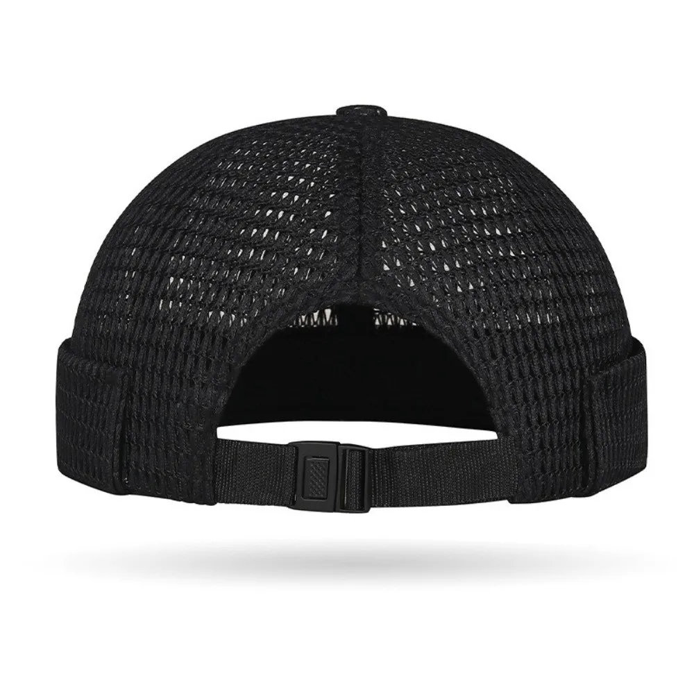 Casual Large Grid Mesh Hollow Out Hat Car Seam Breathable Mesh Hat Leather Logo Hip Hop Style Breathable Hat Men Women