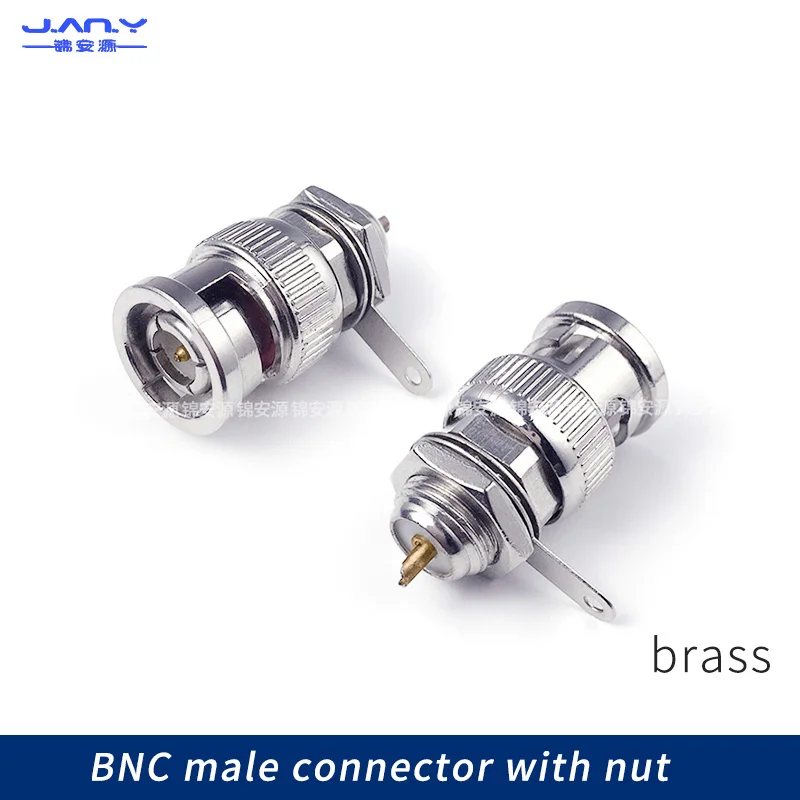 

50 ohms Pure copper BNC male RF coaxial connector welded wire type Q9 headband with nut gasket panel secure