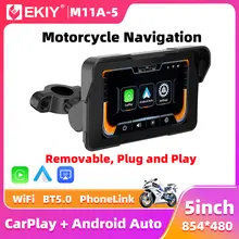 Ekiy 5.0 polegada sem fio carplay moto android auto portátil digital painel da motocicleta navegação gps tela de exibição removível